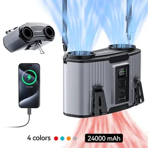 Doublepow fan,portable 24000mAh Waist-mounted Fan,Power Bank,10-speed cooling fan rechargeable camping fan suitable for high temperature work outdoor hiking