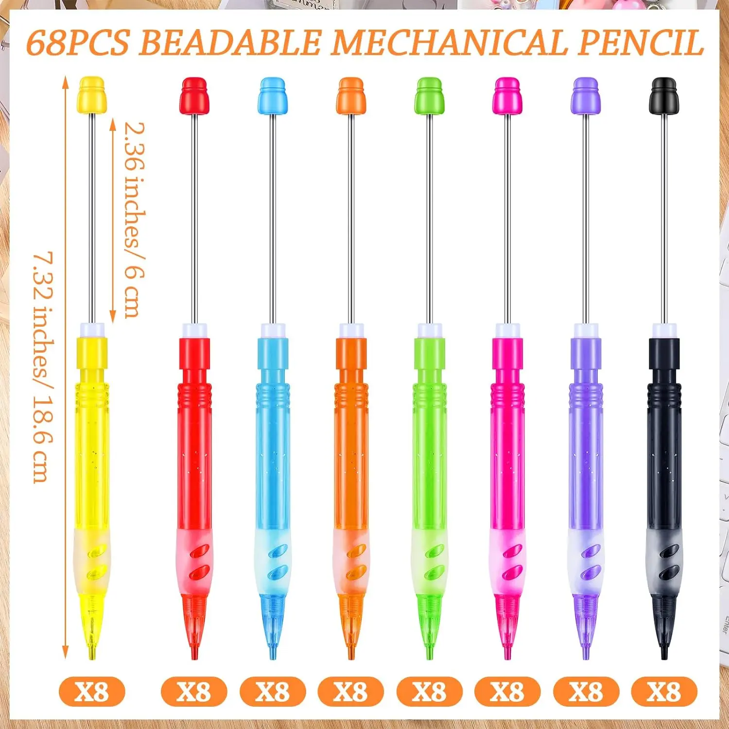 (1) Premade Beaded Plastic Mechanical Pencil with Focal