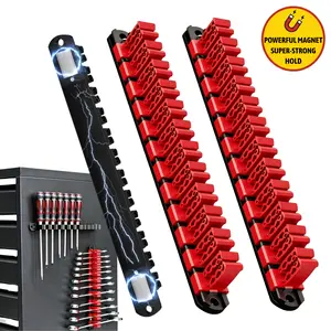 2 pcs Magnetic Wrench Organizer and Screwdriver Organizer for Work shop, Garage | Tool Organization with Magnet & Space Optimization | Gift for father, brother, boyfriend Multifunctional Wrench Holder Organizer with Trays