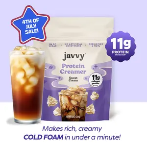 Javvy Sweet Cream Protein Coffee Creamer - Grass Fed Pasture Raised Collagen - Hair, Skin & Nail Support, Energy-Boosting MCTs, Keto Friendly, Lactose Free & Gluten Free, No Added Sugar, 11g of Protein