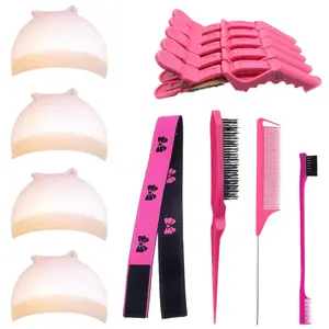 Ua Hair Wig Kit for Glueless Lace Front  Wear and go Wigs for Beginners , Rat Tail Combs, Elastic Band for Wigs Melting Lace, HD Lace Wig Caps, Alligator Hair Clips ,Edge Control Brush