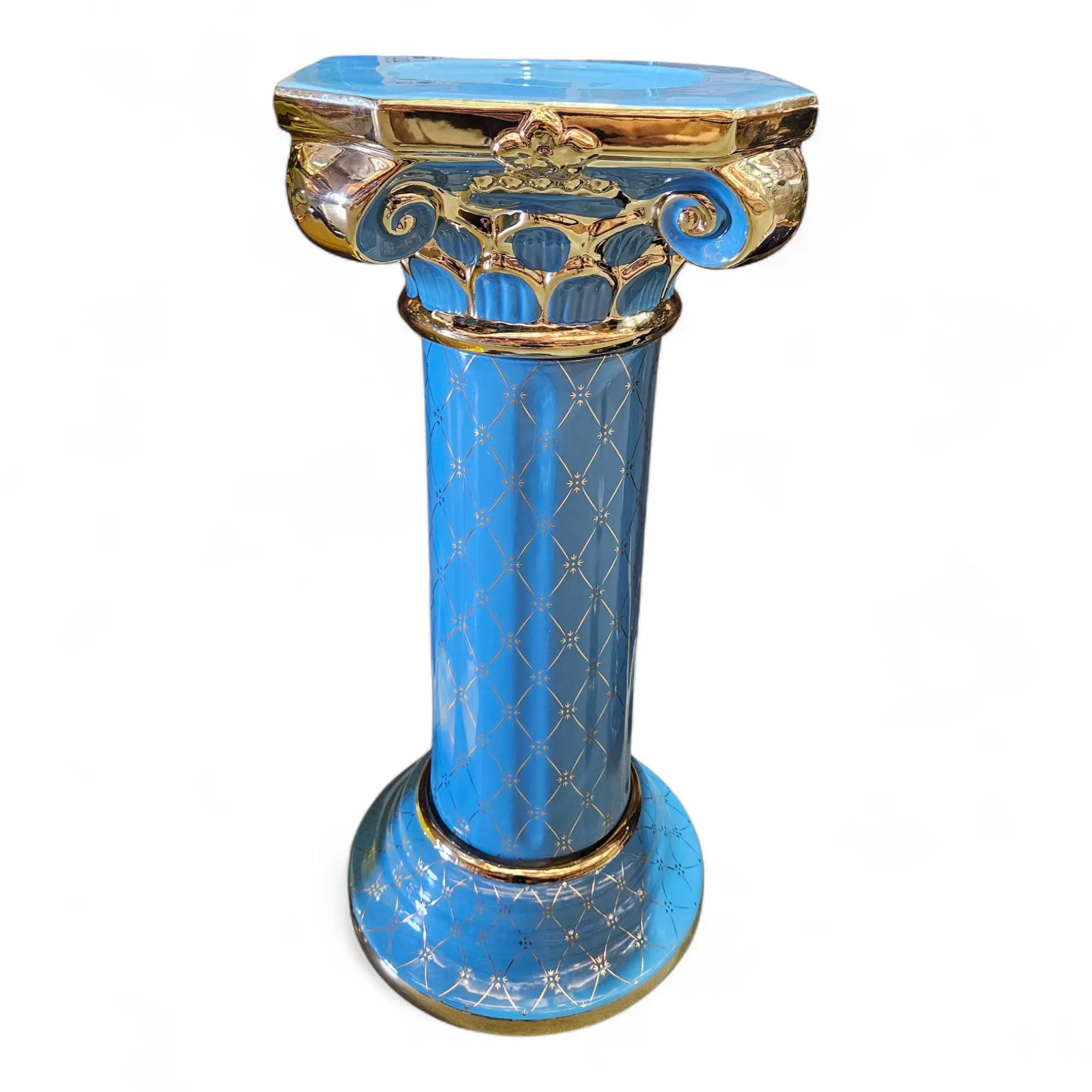 23 in Decorative Stable Porcelain Santo Pedestal Stand, Column Base for Religious Figures, Statues, Orisha Altars, Santeria Home Decor