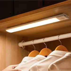 Ultra-Thin LED Motion Sensor Light Strip, USB Rechargeable, Adjustable Three Colors, Magnetic Modern Design for Kitchen and Bedroom Decor, Magnetic Wall Light