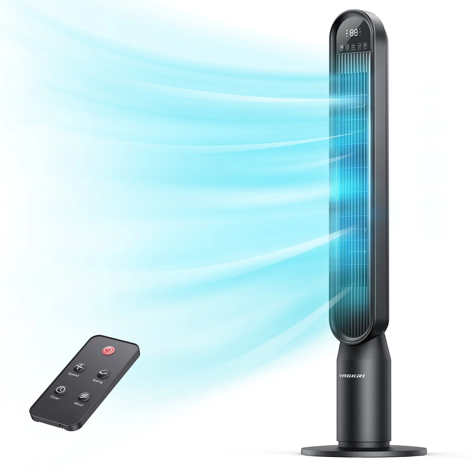 42" Oscillating Tower Fan, Household Standing Floor Fan with 4 Modes, 4 Wind Speeds, 15H Timer, 90° Horizontal-135° Vertical Oscillation, Remote Control, Energy-Saving for Home Bedroom Office