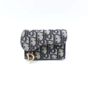 Pre-owned Dior Canvas Small Leather Goods Saddle Wallet T10417394