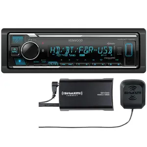 Kenwood KMM-BT732HD AM FM HD Bluetooth Car Stereo + SXV300V1 SiriusXM Satellite Tuner