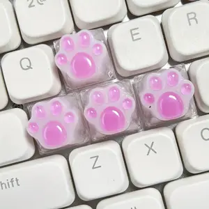 4pcs Handmade Black and Pink Cute Cat Scratch Butt Nail Art Keycaps for Mechanical Keyboard, OEM Height, ABS Material