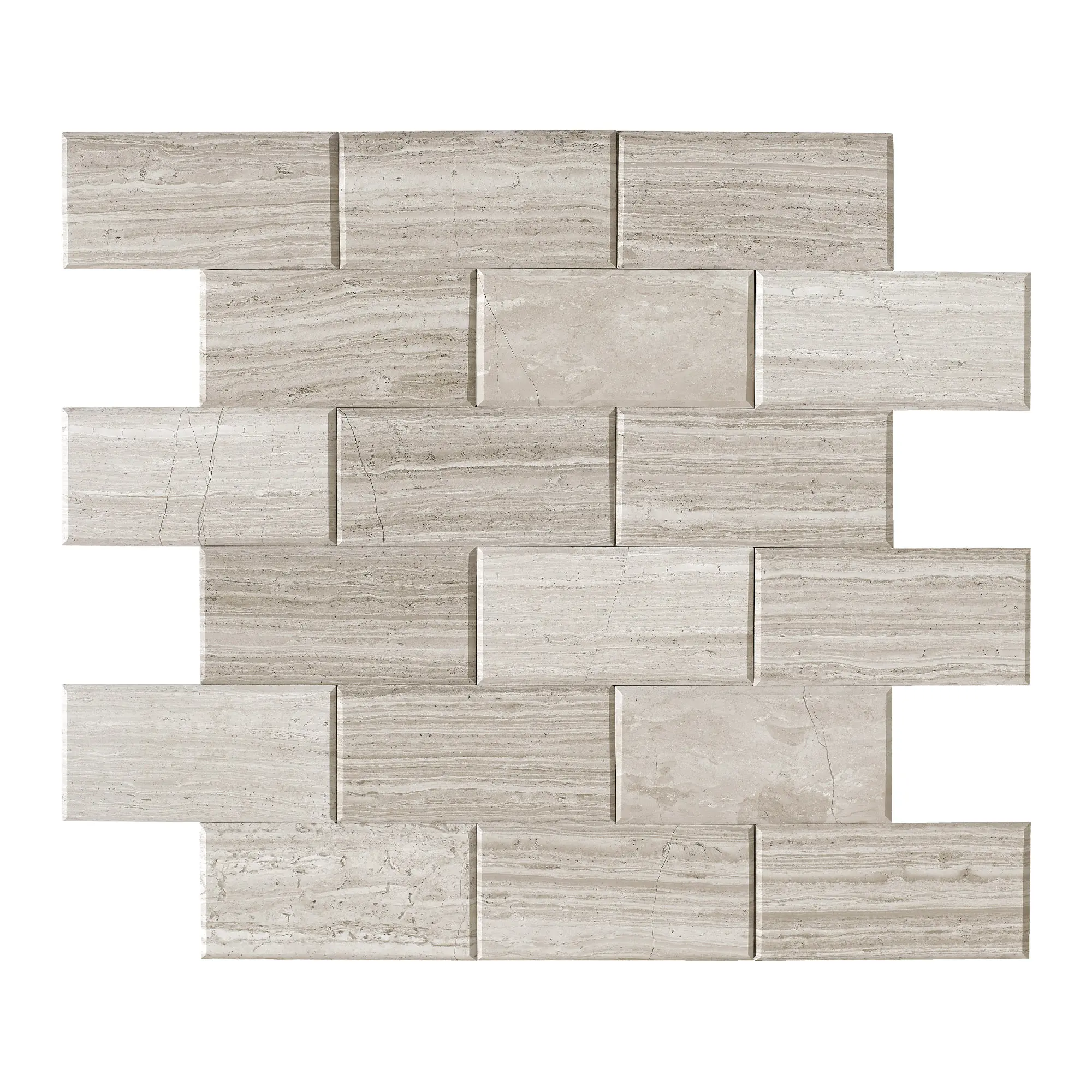 INNO STICKERS 5-Sheet Subway Peel and Stick Mosaic Natural Stone Self Adhesive Tiles, 11.8" x 11.8" Stick on Backsplash for Kitchen Bathroom Fireplace, Gray Wood