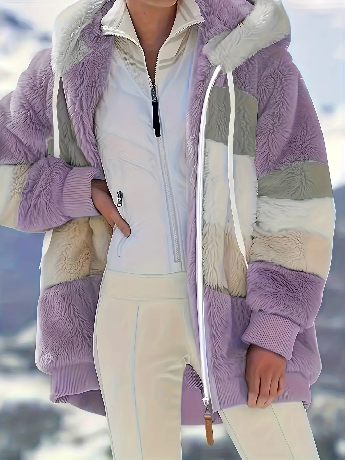 New Fall Winter Loose Plush Hooded Casual Fashionable Jacket Women, Autumn Winter Outerwear, Casual Fashionable Outerwear, Multi-Color Warm Coat, Casual Style, Long Sleeve, Pocket Design, Perfect for Cold Weather
