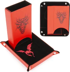 CASEMATIX Portable Dice Tower and Tray with Non-Scratch Felt Interior - Folding 8" Auto Dice Roller for Fair and Random Dice Rolling - Tabletop Gaming Protection