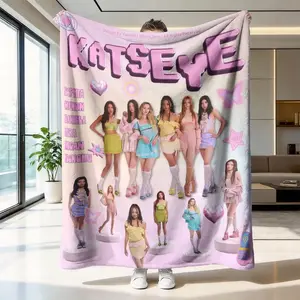 Katseye Girl Group Flannel Blanket, Soft Skin-Friendly Warmth, Sofa Bedroom Nap Multi-Scene Use, Cozy and Comfortable