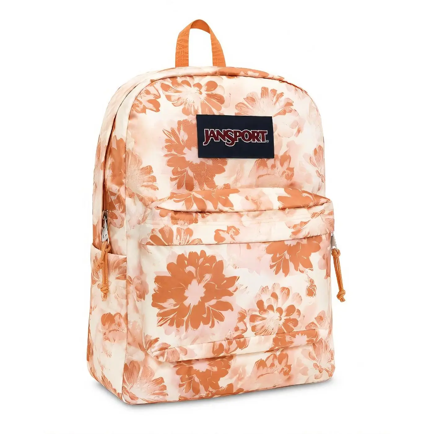 Jansport Dark Dahlia Sego Canyon Casual Everyday Backpack, Floral Print Design, Orange Accent, Zipper Closure, Multiple Pockets
