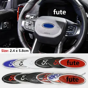 Ford Steering Wheel Badge Logo Car Steering Wheel Center Sticker Metal Badge For Ford Focus Mondeo Festa Kuga Ranger Carnival, Car Accessories