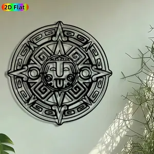 1pc Aztec Sun Stone Metal Wall Art, Mayan Calendar Statue Mural, Intricate Craftsmanship, Perfect for Mexican Independence Day, Diwali Decor, Perfect for Living Room Patio Wall Studio Decor, Ideal Gift for Ancient Civilization Enthusiasts, Decoration