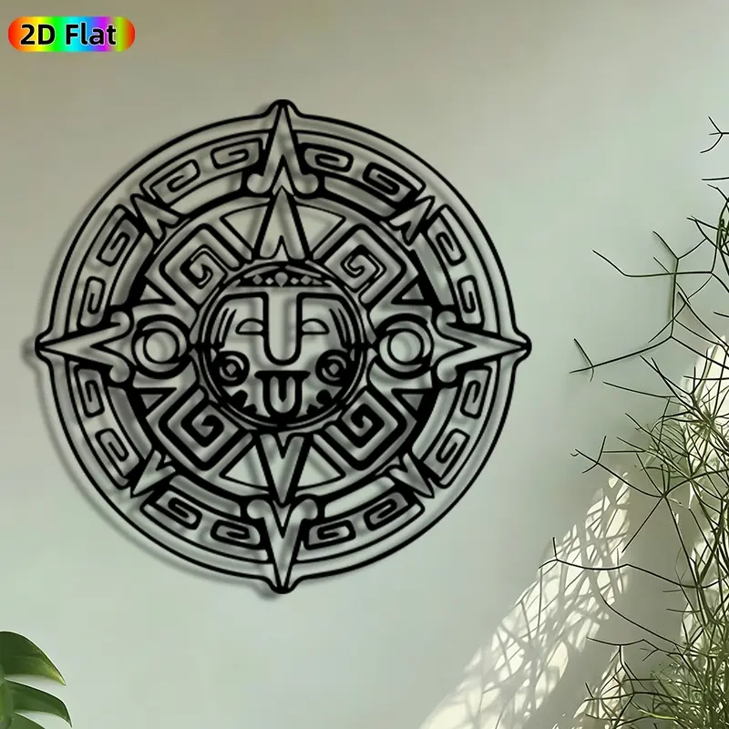1pc Aztec Sun Stone Metal Wall Art, Mayan Calendar Statue Mural, Intricate Craftsmanship, Bar, Perfect for Mexican Independence Day, Living Room, Home Kitchen, Office, Bathroom, Patio Wall Studio Decor, Ideal Gift for Ancient Civilization Enthusiasts