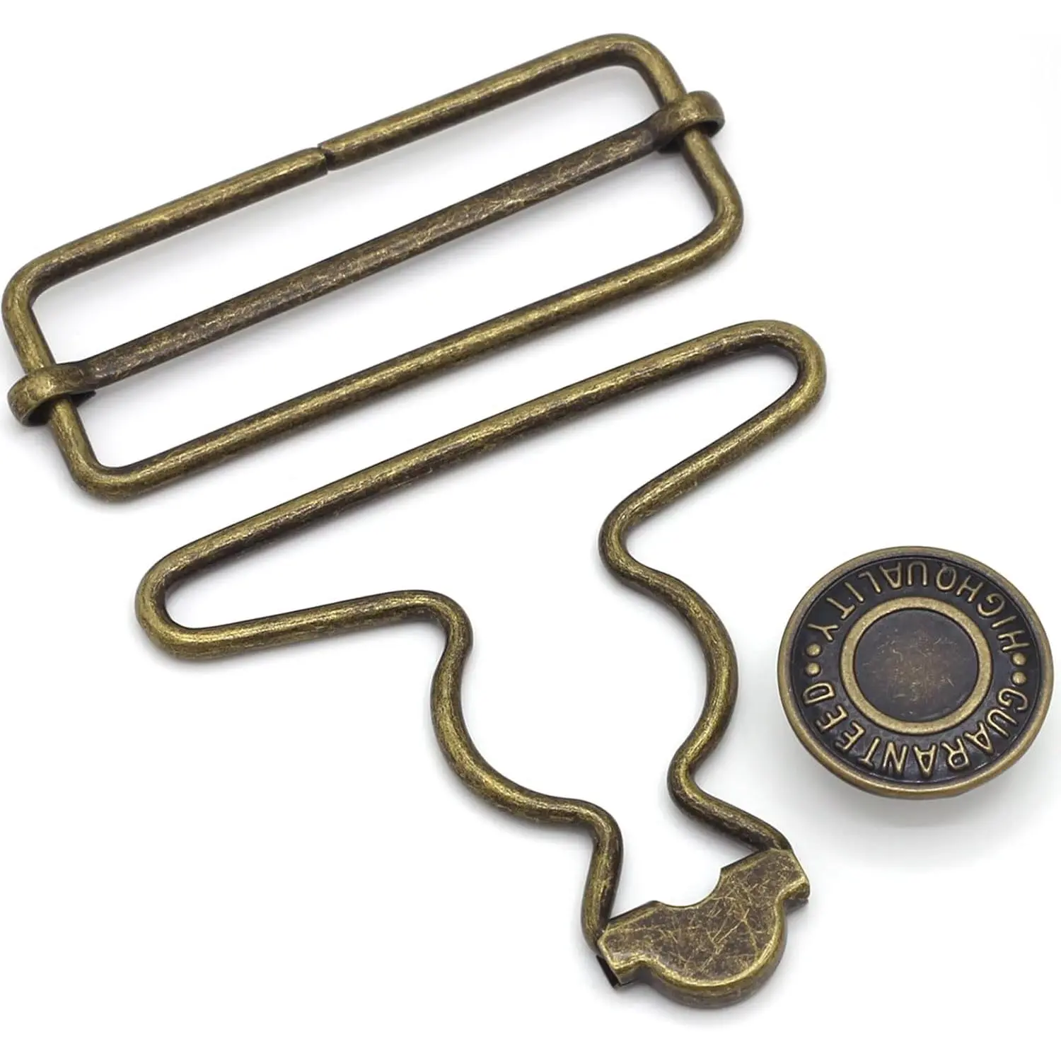 2 Sets 2 inch Overall Buckles , Metal Suspender Buckle Overall Clips with Buckle Slider and Buttons