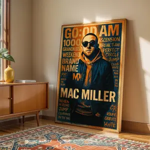 Mac Miller Poster, GO:OD AM Poster, Rap Wall Art, Hip Hop Rapper Pop Art Print, Urban Music Poster, Artwork, Decor