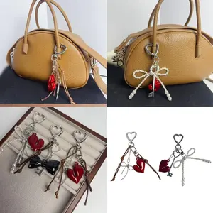 Fashion Heart Keychain Purse Charm Handmade Bag Accessory Heart Bag Ornament