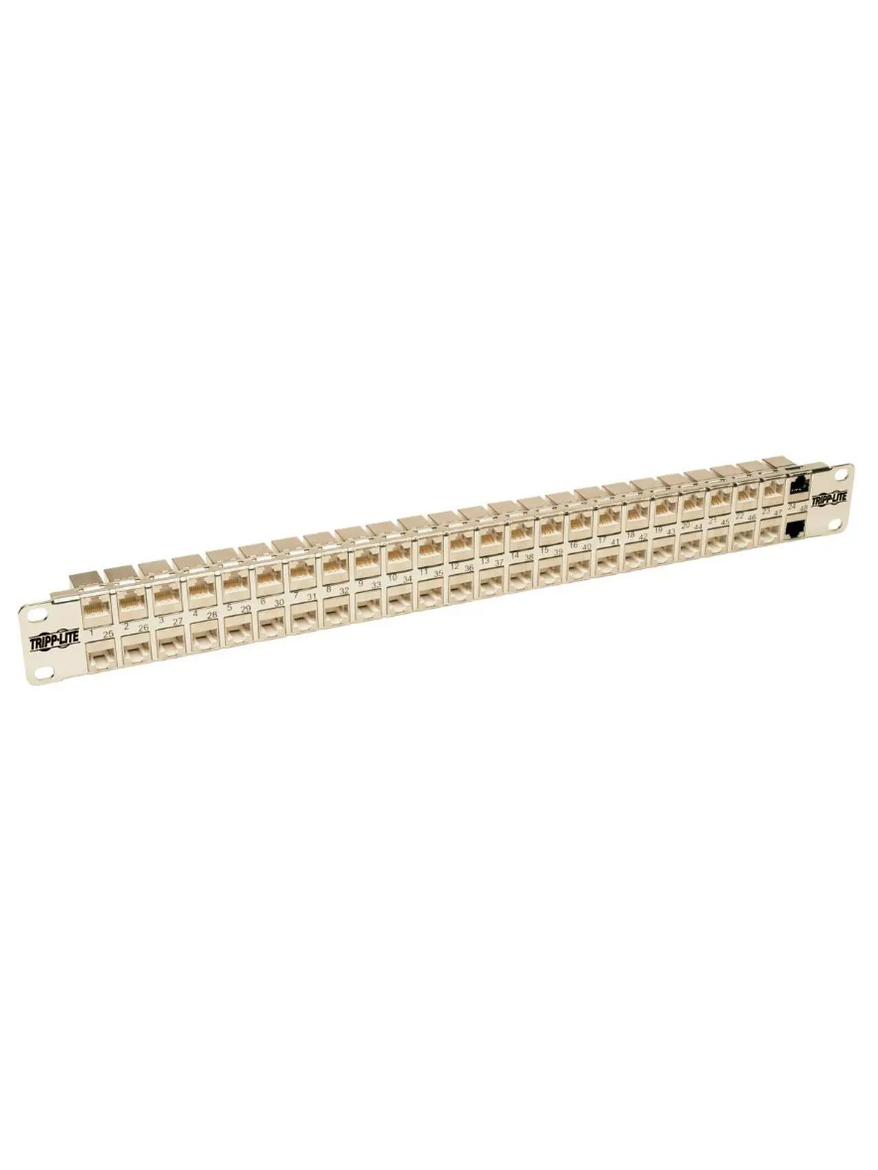 Tripp Lite TRL-N254-048SH6A 1U Rackmount STP Shielded Cat6a Feed-Through Patch Panel with Shielded Ports, RJ45 Ethernet Patch Panels for Network Components