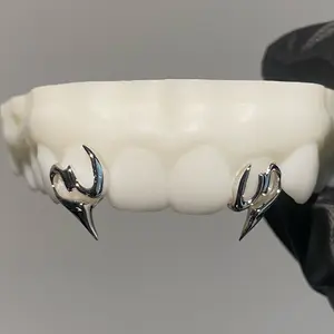 Top 2 Fangs Grillz Custom 925 Silver Teeth Grillz