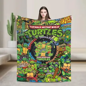 TMNT Character Inspired Flannel Throw Blanket - Warm, Soft, Cozy Bed Warmer/Cooling Blanket for Bedroom, Sofa, Office Use, Father's Day Gifts, Cooling Blankets