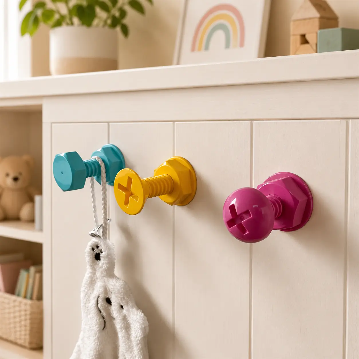 Colorful Screw Wall Hooks Kids Room Decor Heavy Duty Wall Mounted Storage Hooks Nursery Organizer Cute Home Decor