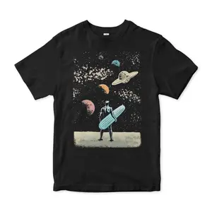 Menswear Round Neck Graphic Short-Sleeve T-Shirt - Stylish Silver Surfer Print Cotton Casual Streetwear Top, Available in Men's and Women's Sizes, AO3103