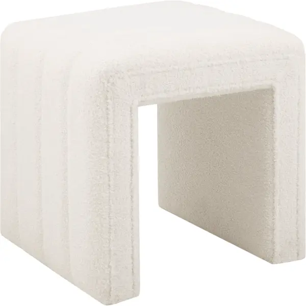 Modern Teddy Velvet Ottoman Footrest, Vanity Stool, and Shoe Bench for Makeup Room, Living Room, Entryway(White)