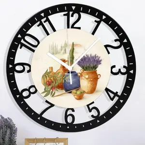 25cm Minimalist Wood-Iron Christmas Star Decor Round Clock - Easy-to-Read Arabic Numerals, Interchangeable Black-White Hands, for Living Room & Bedroom