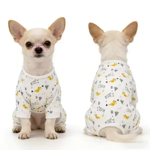 Ultra-Soft Dog Pajamas Gentle on Sensitive Skin Cozy Breathable Sleepwear for Small Dogs Cute Comfy PJs with Dinosaur & Polka Dot Patterns
