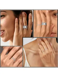 2-Pack 14K Gold Plated Dainty Stacking Rings for Oura Ring Gen 4/Gen 3, Cubic Zirconia Simulated oura ring stack Diamond Rings for Women