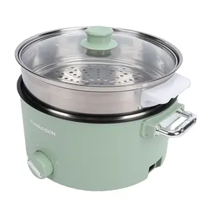 Electric Hot Pot 800W 3L Food Grade Nonstick Coating Multifunctional Cooker with Steam Basket for Steak Rice Noodles Soup