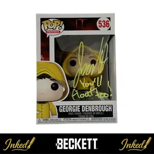 Jackson Robert Scott Autographed Signed "You'll Float Too" Georgie Denbrough Funko POP! #536 IT Vinyl Figure Beckett Certified COA