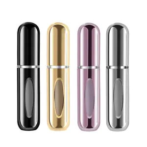 4-pack 5ml portable perfume atomizers with pump design, Refillable Spray Containers. Reusable and leak-proof. Keep scent fresh, easy to carry for travel, commute and daily outdoor use Pump Bottles Set