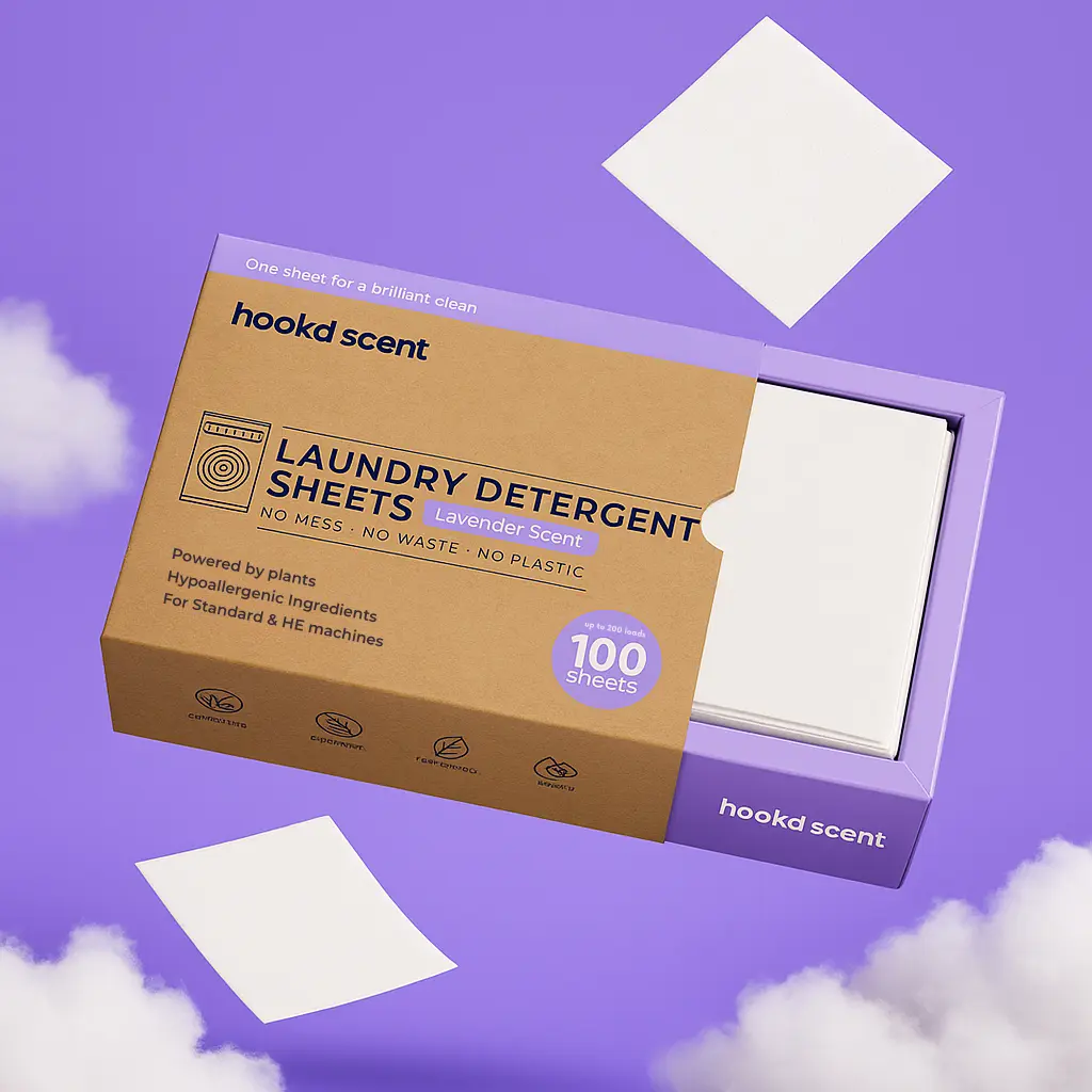 Hook'd Scent Laundry Detergent Sheets - 100 Sheets for Up to 200 Loads - Hypoallergenic & Plant-Based - No Mess No Waste No Plastic