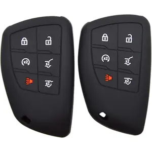 Silicone 6 Buttons Key Fob Cover for Chevrolet Suburban Tahoe Traverse Colorado Equinox RS and GMC Acadia AT4 Sierra 1500 Yukon XL 2021 2022 2023 2024 2025