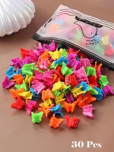 30 Colorful Mini Butterfly Hair Claws, Cute Princess Style, Candy Color Small Hair Clips, All Seasons, Women's Hairstyle Accessories, Hair Clip Set