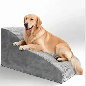 Pet Stairs Dog Ramp, Extended Non-Slip Two-Step Design, High Density Foam Stable Support, Waterproof Cover Easy Clean