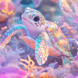 1PC, [Pink Turtle], 5D Diamond Painting, Frameless, Includes Tool Kit. Fully Synthetic Round Diamond Painting, Diamond Art Embroidery Kit, Suitable for Home Decor, Handmade Casual Stress-Relief Gift