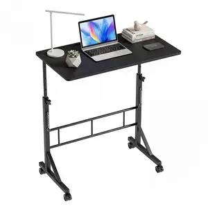 Standing Desk Adjustable Height, Mobile Stand Up Desk with Wheels Small Computer Desk Rolling Desk, Portable Laptop Desk White Standing Table Home Office Desks