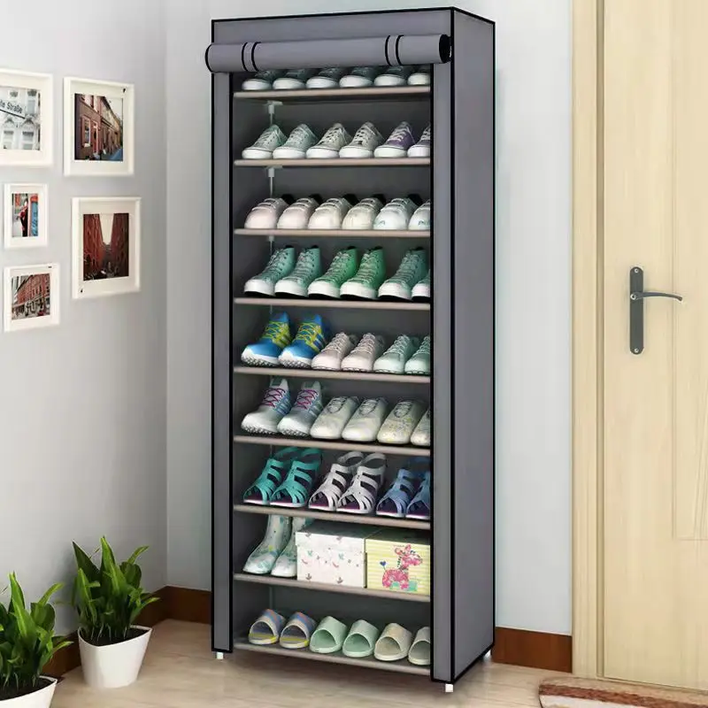 1 Combination Shoe Rack, Simple Fabric Shoe Cabinet, 10-Shelf Storage Cabinet, Large Capacity Dustproof Household Shoe Cabinet, Easy to Assemble Floor Standing Dustproof Shoe Rack, Perfect Household Storage Rack for Bedroom and Dormitory