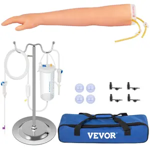 Summervibes VEVOR 12 PCS Phlebotomy Practice Kit, IV Venipuncture Intravenous Training, High Simulation IV Practice Arm Kit with Carrying Bag, Practice and Perfect IV Skills, for Students Nurses and Professionals