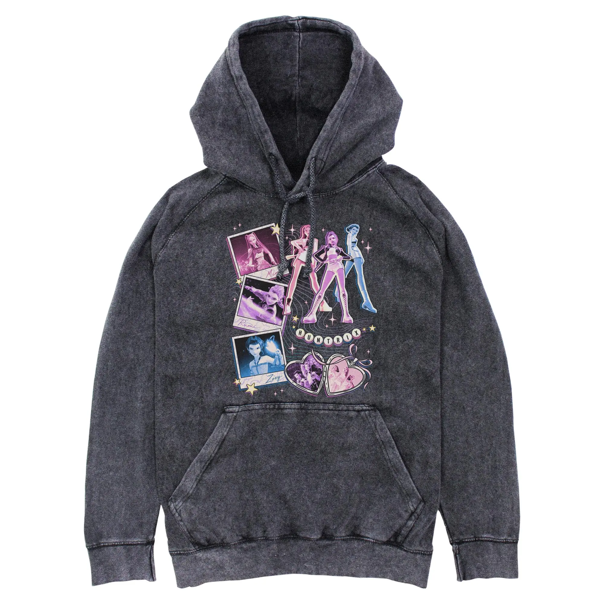 Men's KPop Demon Hunters Huntrix Casual Pullover Hoodie - Menswear, Long Sleeve, Lightweight, Instant Film Portrait Design Sweatshirt