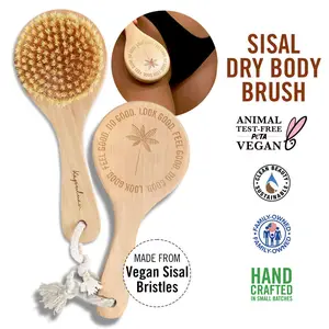 Kapuluan Vegan Sisal Dry Body Brush for Cleansing and Exfoliating, Recyclable and Eco-Friendly Body Scrubber Tool - Accessories Cleaning