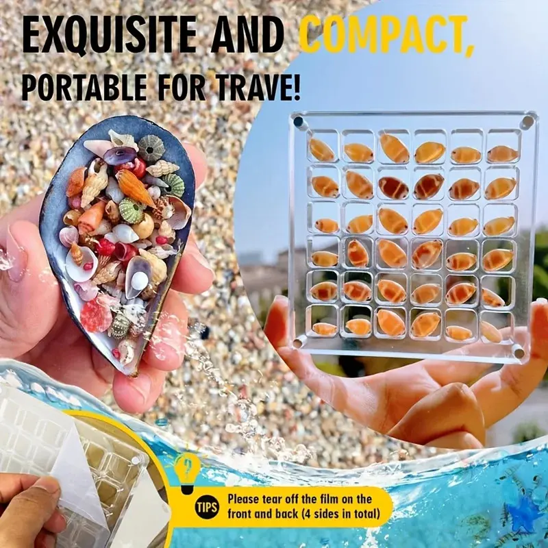 Acrylic shell collection box, 36-compartment transparent display box, used for storing shells and stones, beach treasure souvenir storage box