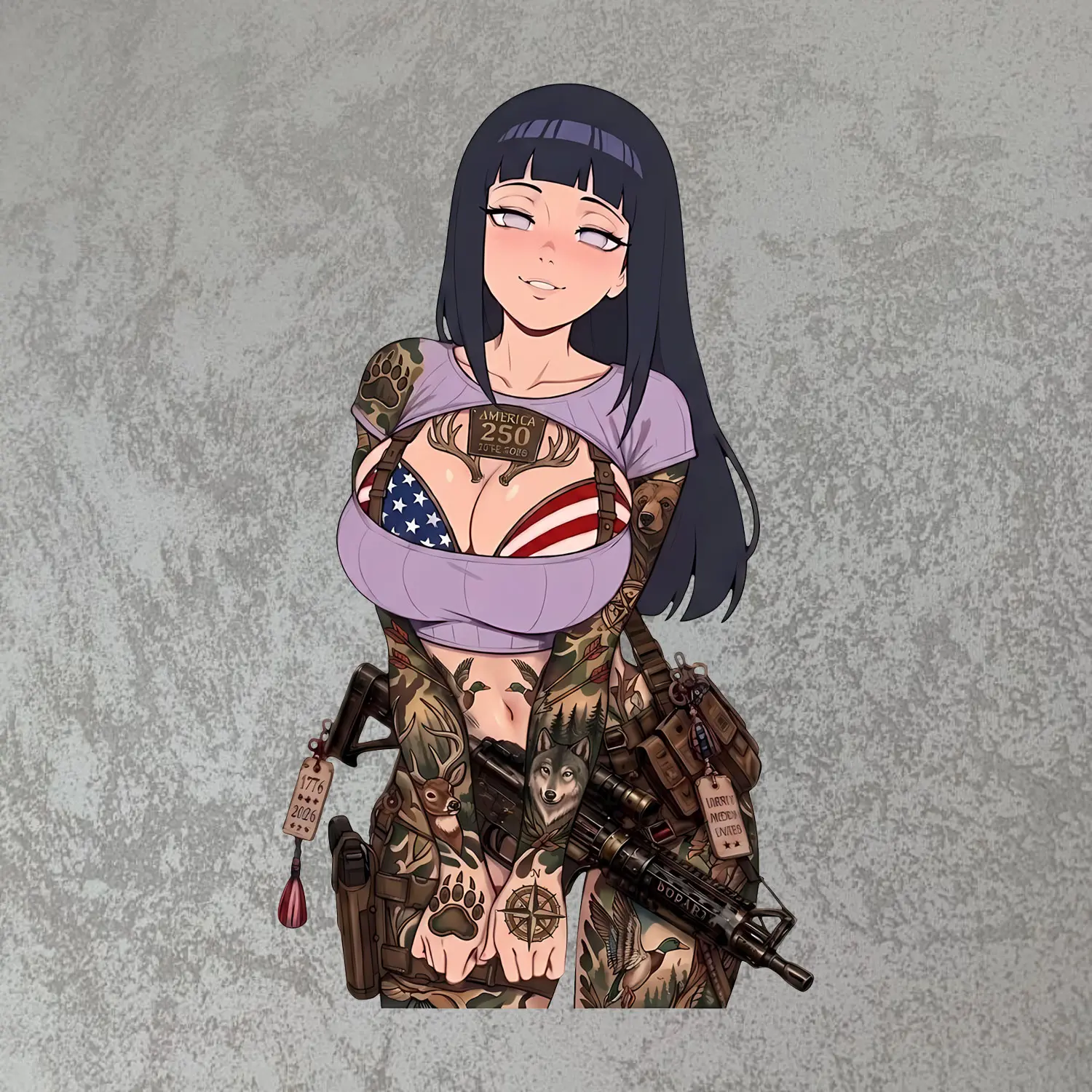 Hinata Hyuga Tattoo Hunting Decal, Waterproof Vinyl Sticker for Laptop, Car, Tumbler, Helmet