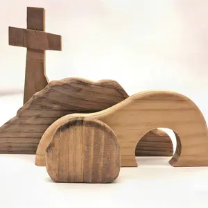 Rustic Wooden Cross Religious Decor Set, Inspirational Home Accent Ornament, Modern Tabletop Wall Decor for Living Room Bedroom Dining Room, Stylish Home Decor Supplies, Religious Decoration