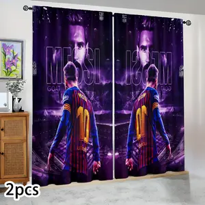 Semi-blackout curtains, Home decoration curtain, featuring the MessiGOAT football superstar pattern, suitable for bedrooms/living rooms. A celebrity decoration, perfect for fan celebrations, holidays, and birthday gifts