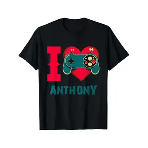 Men'S Humorous Gaming T-Shirt - 180Gsm Heavyweight 100% Retro Video Game Controller Graphic Tee Featuring Striking Red & Teal Text, Casual Round Neck Short Sleeve Shirt for Gamers, Comfortable Fit for All Seasons, Anthony Ramo