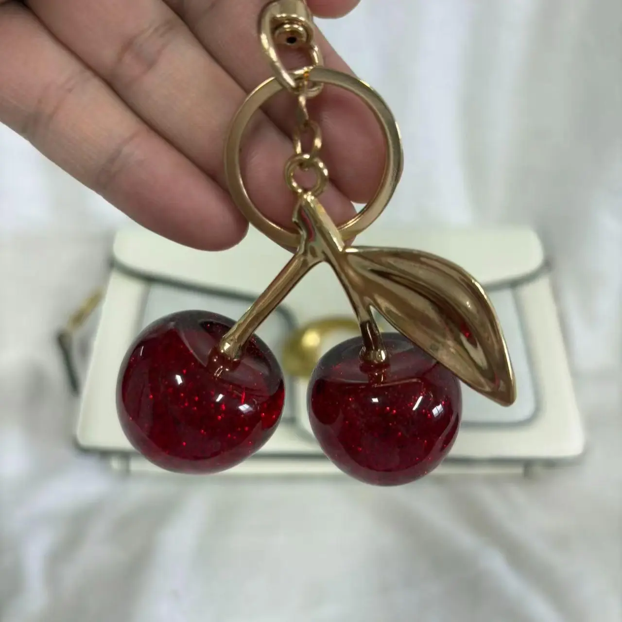 white+Cherry Keychain